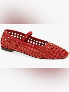 Madewell, Greta red open weave leather Mary Jane flats 8.5